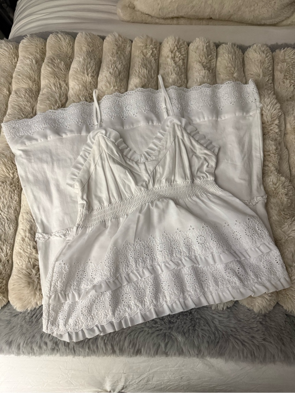 White Eyelet Cotton Dress - Women’s Dresses